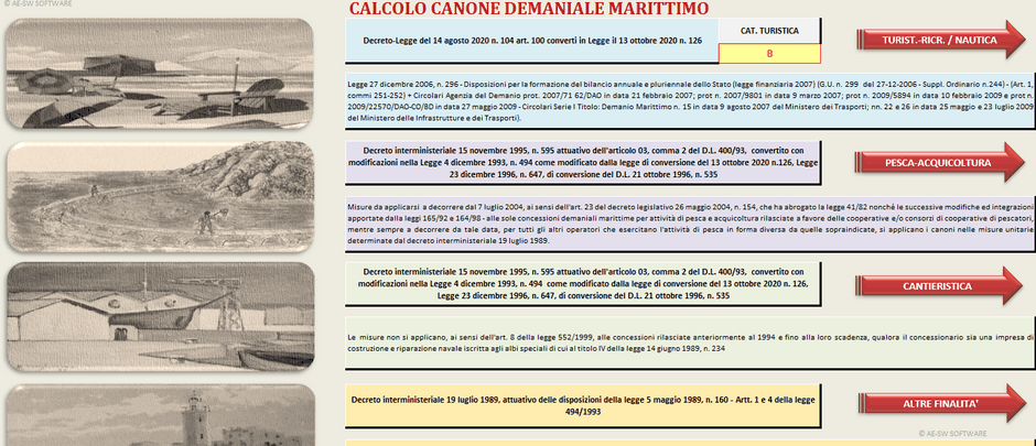 CALCOLO CANONE DEMANIALE MARITTIMO DI CONCESSIONI DEMANIALI