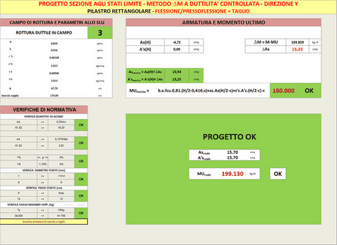 PROGETTO PILASTRO  Statico/ Sismico_M+N+T__metodo DELTA M  a DUTTILITA' CONTROLLATA__SLU