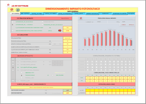 Dimensionamento in excel di impianti fotovoltaici monofase e trifase. Impianti off-grid; on-grid; ibridi